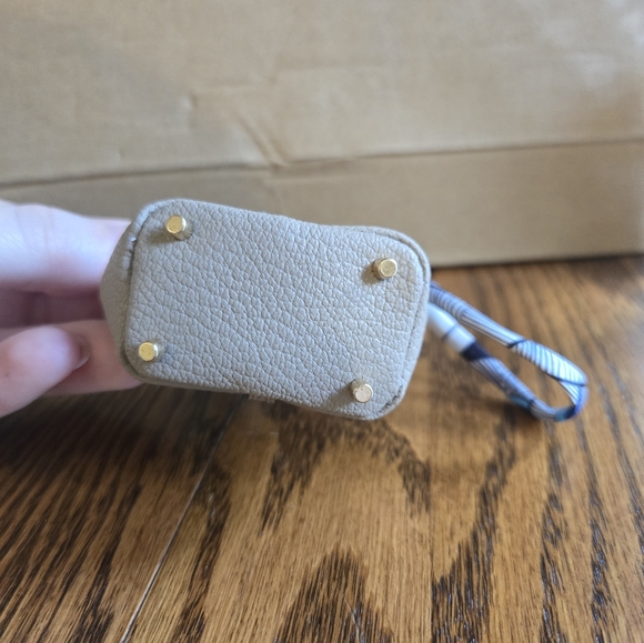 Mini Beige Handbag with Blue Patterned Strap - Picture 3 of 4